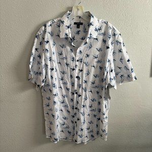 ALFANI Men's White and Blue Button Up Shirt NWT (L)